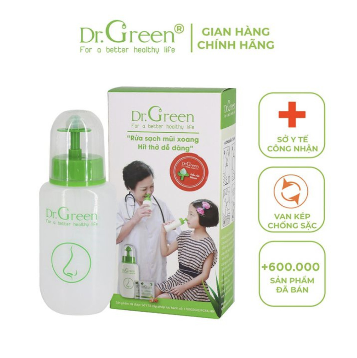 Hơn 600.000 khách hàng đã thấy hiệu quả rõ rệt sau khi sử dụng muối rửa mũi Dr.Green để vệ sinh mũi cho trẻ.