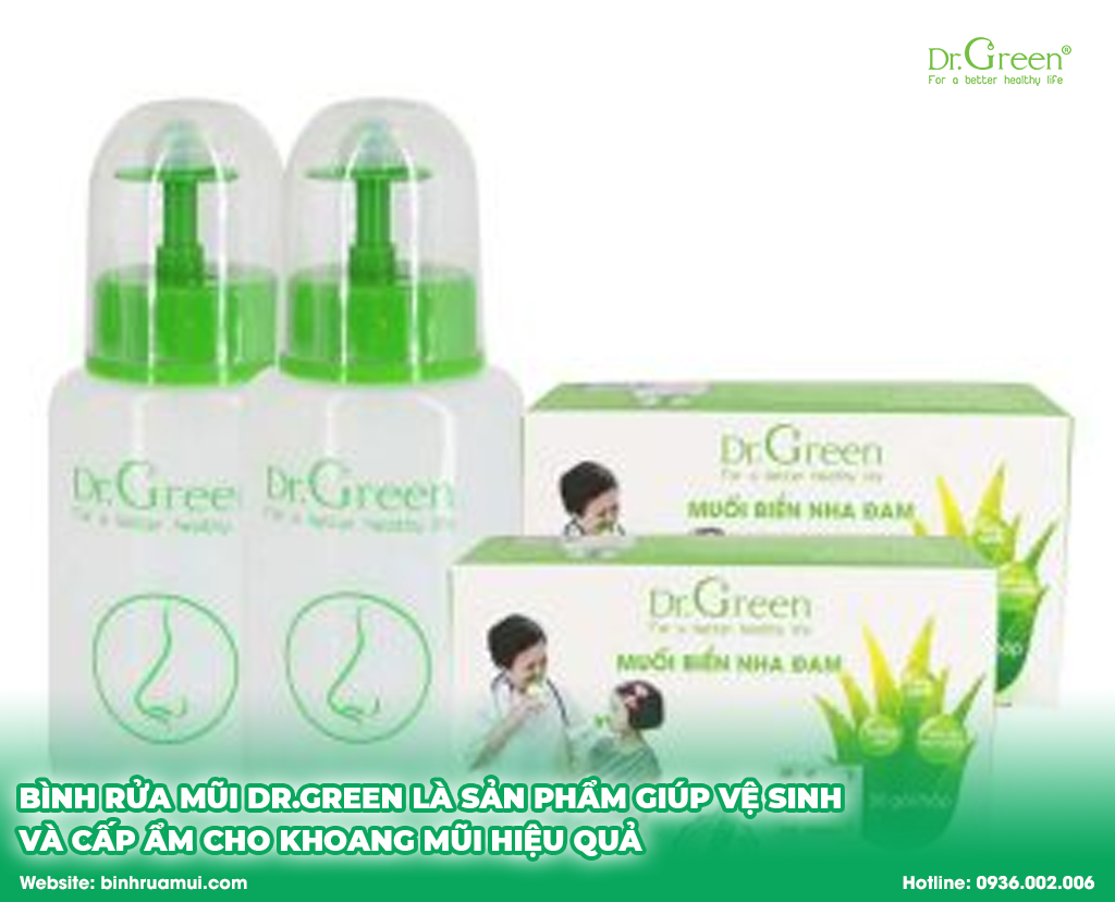 Bình rửa mũi Dr.Green là sản phẩm giúp vệ sinh và cấp ẩm cho khoang mũi hiệu quả
